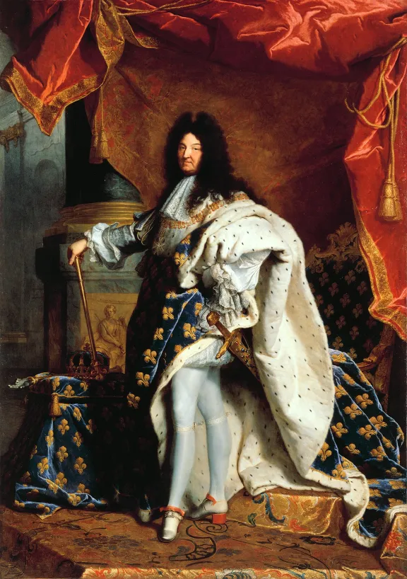 Portret van koning lodewijk xiv met koningsmantel