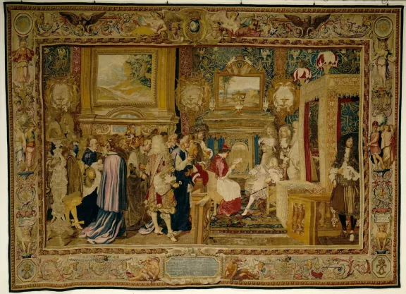 Receptie van de kardinaal Chigi in de bedkamer van Lodewijk XIV op het kasteel van Fontainebleau.