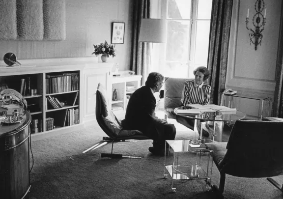 Beatrix en oud minister-president Ruub Lubbers in overleg