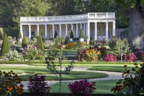 Colonnades in the upper garden